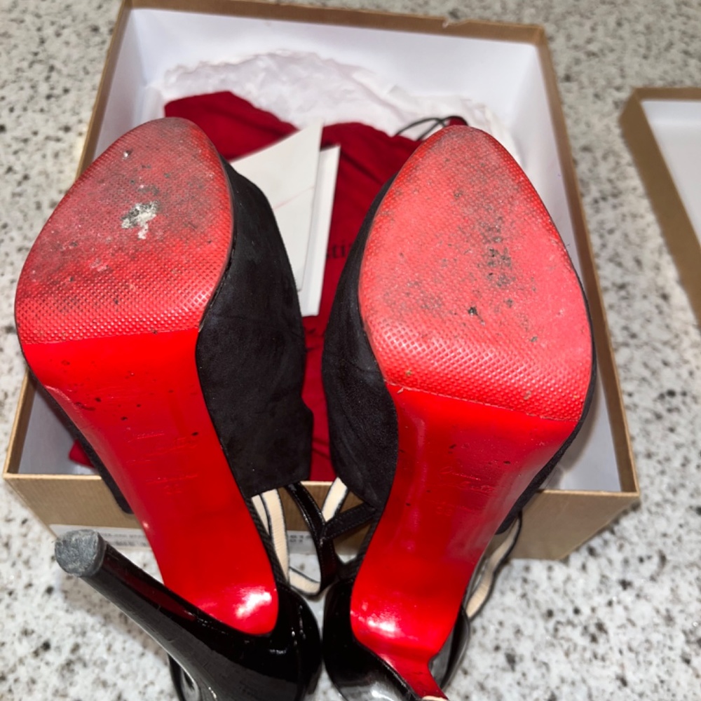 Women’s Christian Louboutin Carlotta 160 Suede and Patent Leather Black Size 38 - Picture 5 of 6